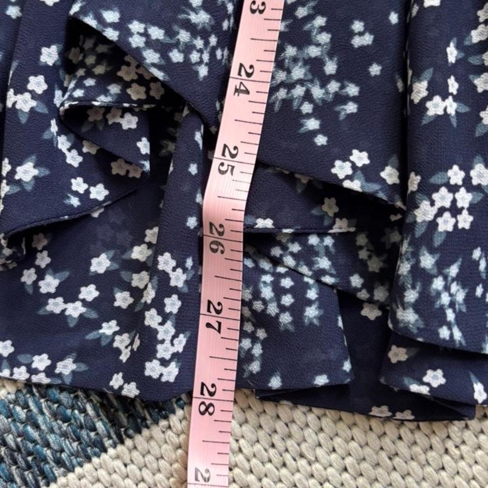 Michael Kors georgette midi skirt floral navy SZ XS - Picture 6 of 6